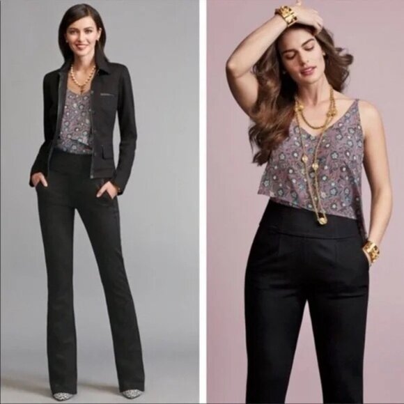 Cabi Camden Black Wide Leg Trousers Pants #3392L Size 10 - Picture 1 of 8